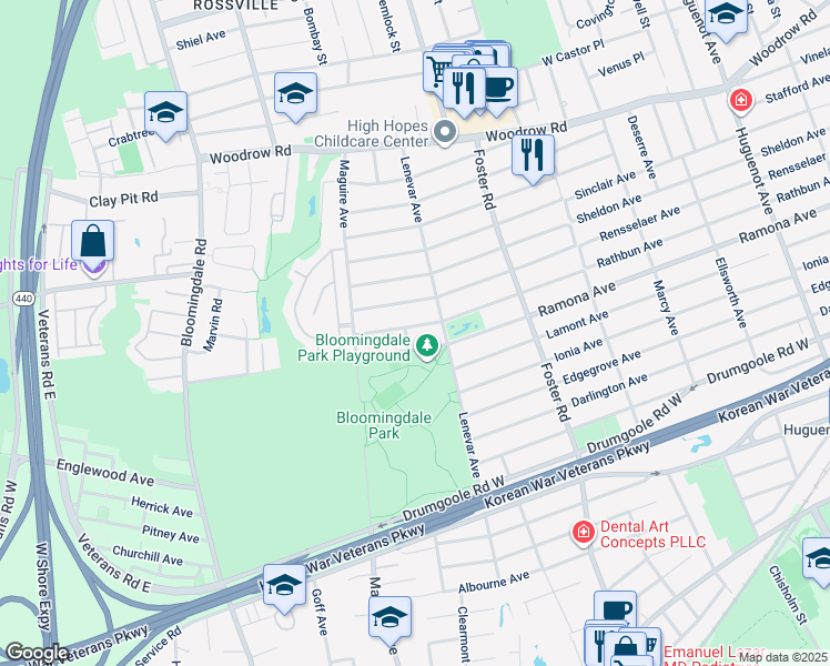 map of restaurants, bars, coffee shops, grocery stores, and more near 1012 Rathbun Avenue in Staten Island