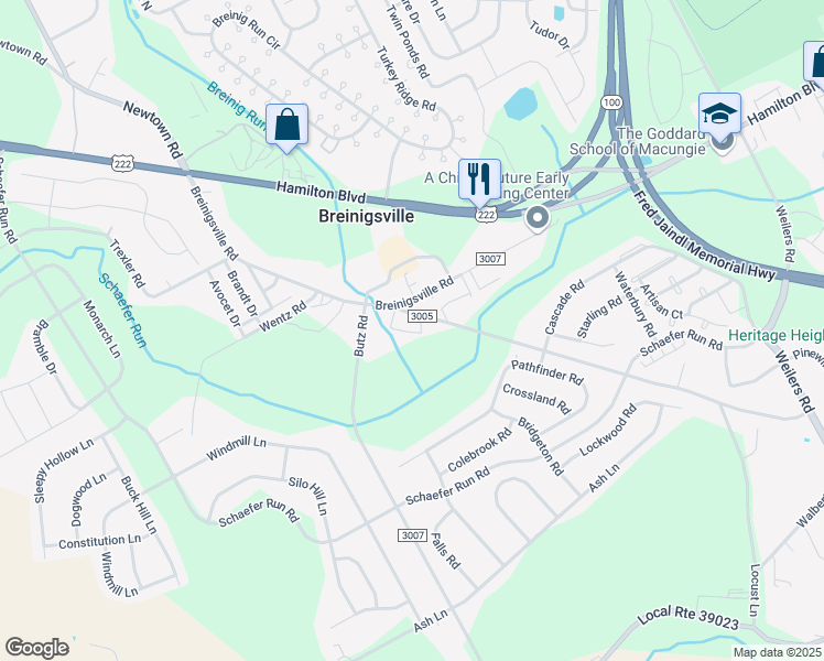map of restaurants, bars, coffee shops, grocery stores, and more near 8914 Brookdale Road in Breinigsville
