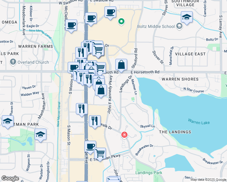map of restaurants, bars, coffee shops, grocery stores, and more near 139 East Horsetooth Road in Fort Collins