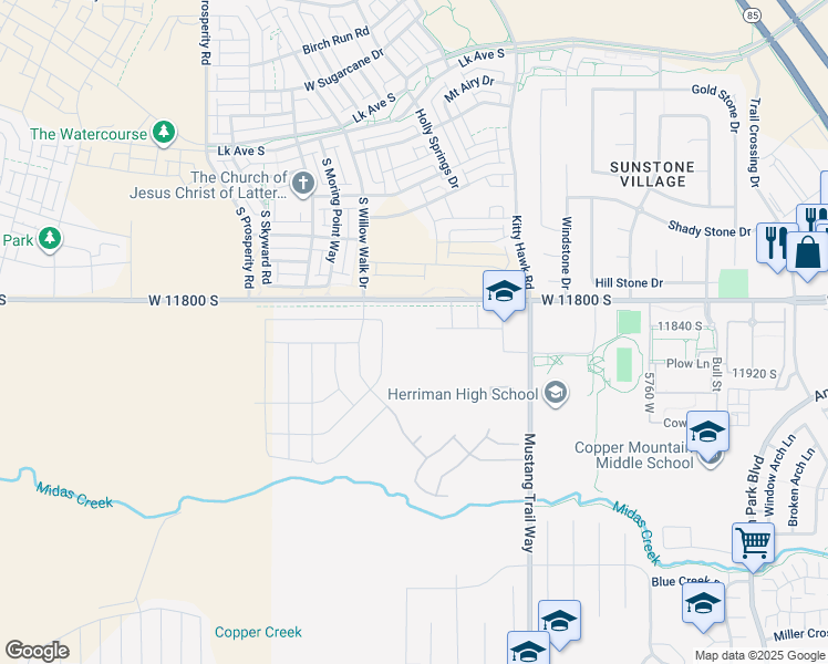 map of restaurants, bars, coffee shops, grocery stores, and more near 6171 11800 South in Herriman