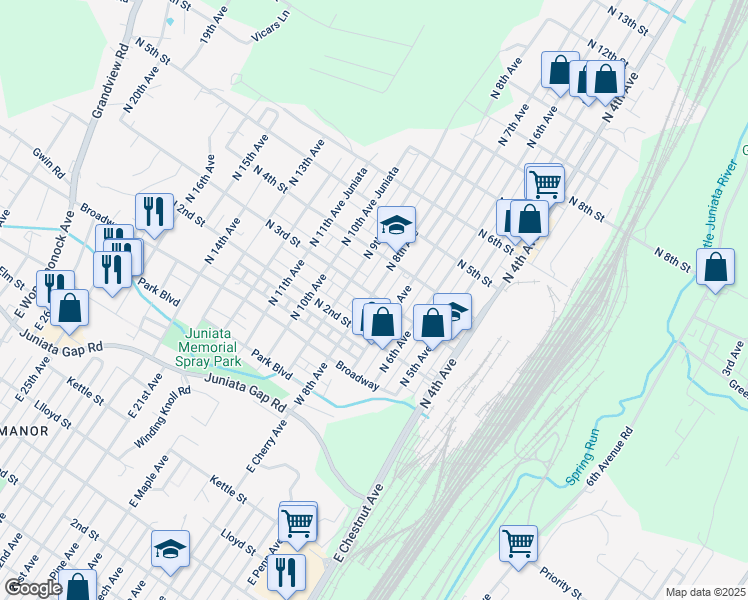 map of restaurants, bars, coffee shops, grocery stores, and more near 226 North 8th Avenue in Altoona