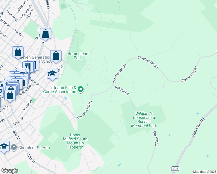 map of restaurants, bars, coffee shops, grocery stores, and more near 97 Chestnut Hill Road in Emmaus