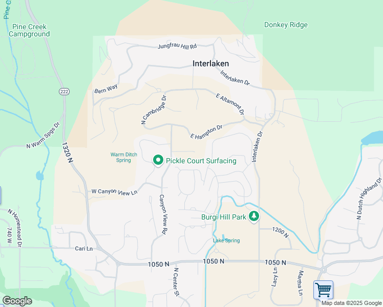 map of restaurants, bars, coffee shops, grocery stores, and more near 47 West Wilson Court in Midway