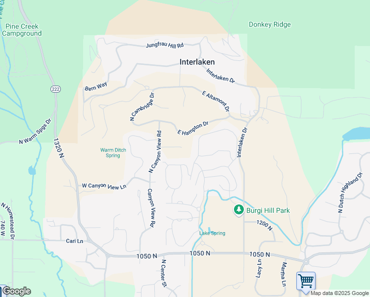 map of restaurants, bars, coffee shops, grocery stores, and more near 32 West Wilson Court in Midway