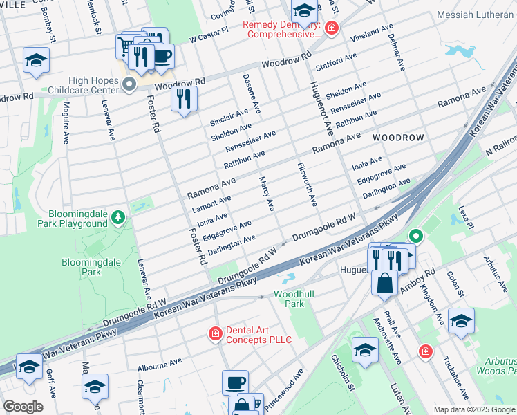 map of restaurants, bars, coffee shops, grocery stores, and more near 834 Ionia Avenue in Staten Island