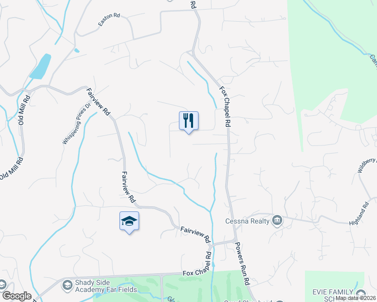 map of restaurants, bars, coffee shops, grocery stores, and more near 135 Greenwood Road in Pittsburgh