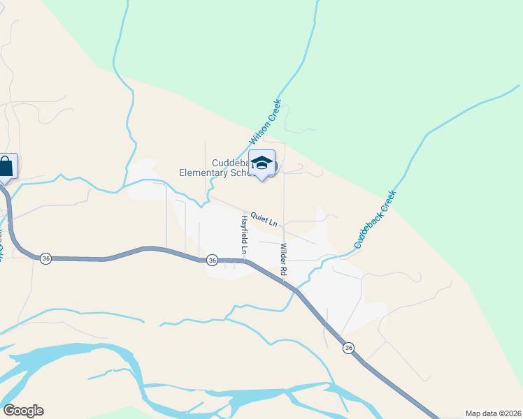 map of restaurants, bars, coffee shops, grocery stores, and more near Quiet Lane in Carlotta