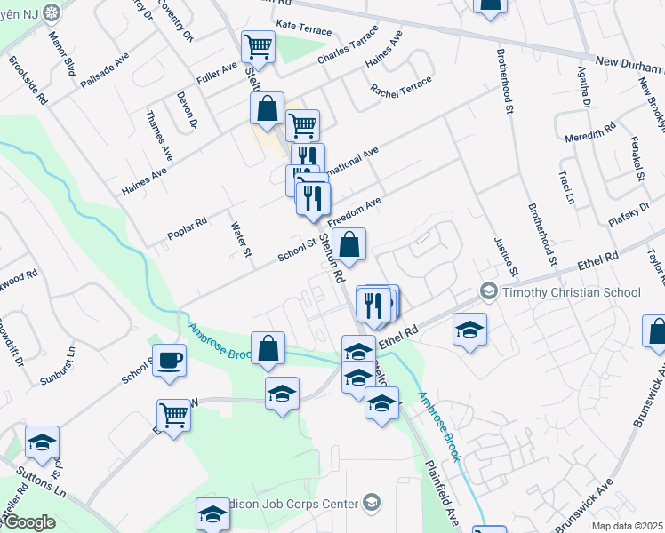map of restaurants, bars, coffee shops, grocery stores, and more near 1618 Liberty Court in Piscataway