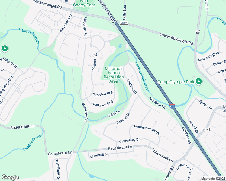 map of restaurants, bars, coffee shops, grocery stores, and more near 2924 Parkview Circle in Emmaus