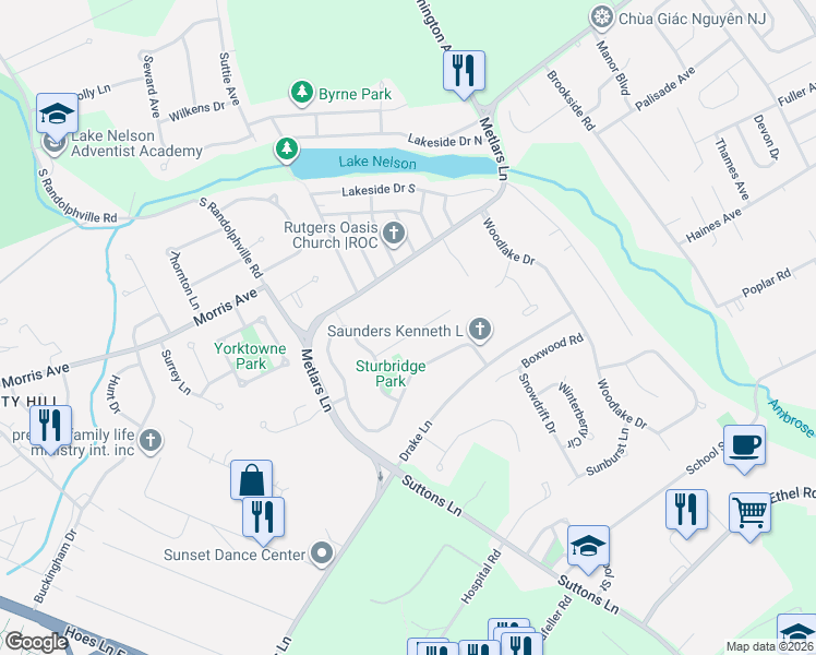 map of restaurants, bars, coffee shops, grocery stores, and more near 19 Independence Court in Piscataway