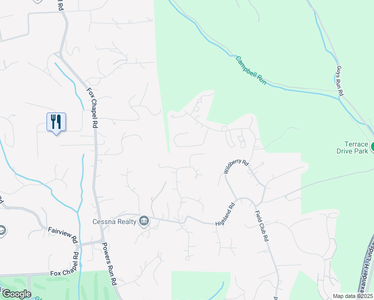 map of restaurants, bars, coffee shops, grocery stores, and more near 921 Red Oak Drive in Pittsburgh