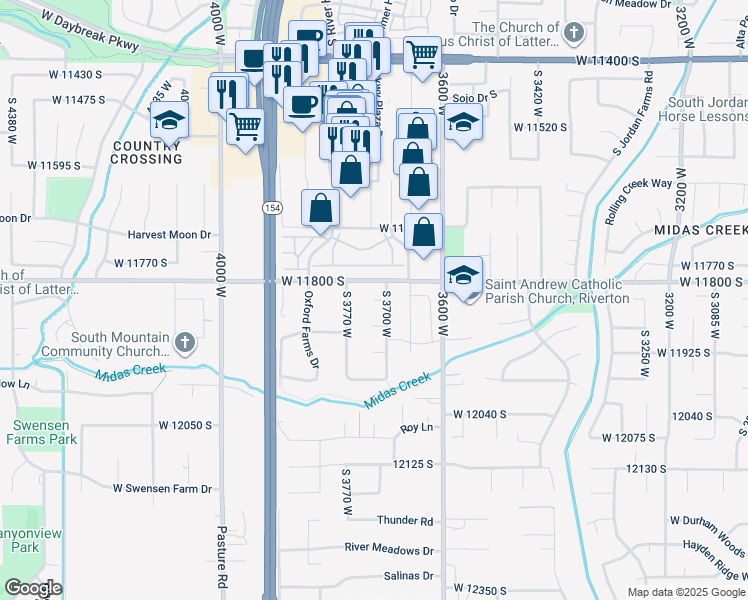 map of restaurants, bars, coffee shops, grocery stores, and more near 5605 West 11830 South in Riverton