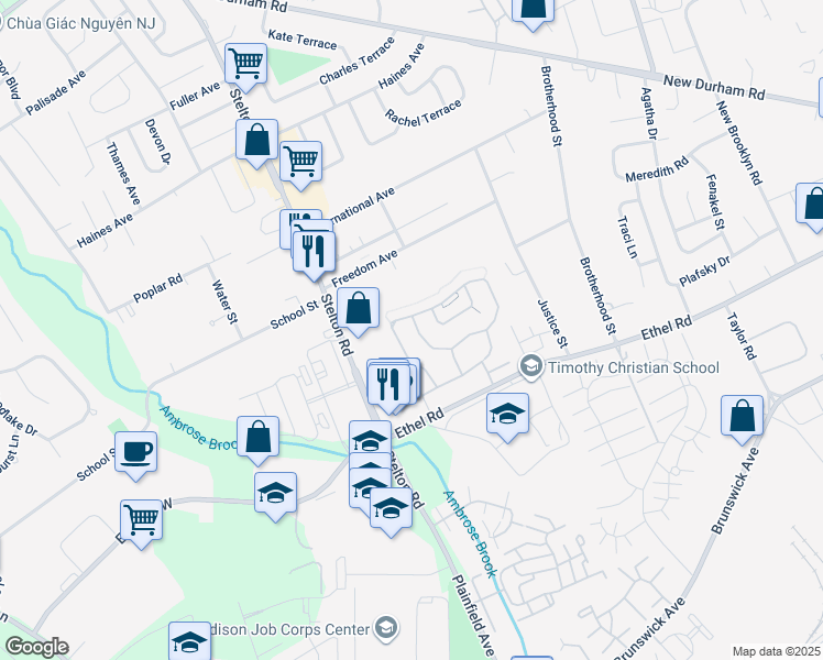 map of restaurants, bars, coffee shops, grocery stores, and more near 354 Lunar Road in Piscataway