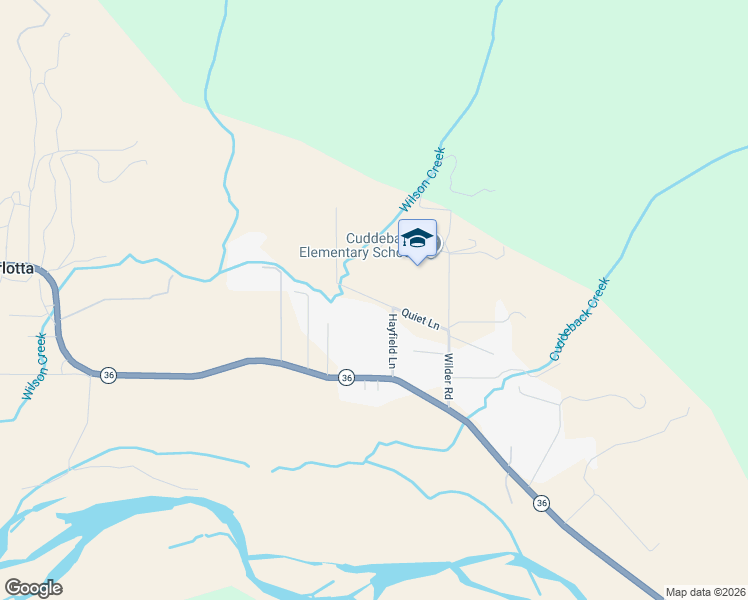 map of restaurants, bars, coffee shops, grocery stores, and more near Quiet Lane in Humboldt County