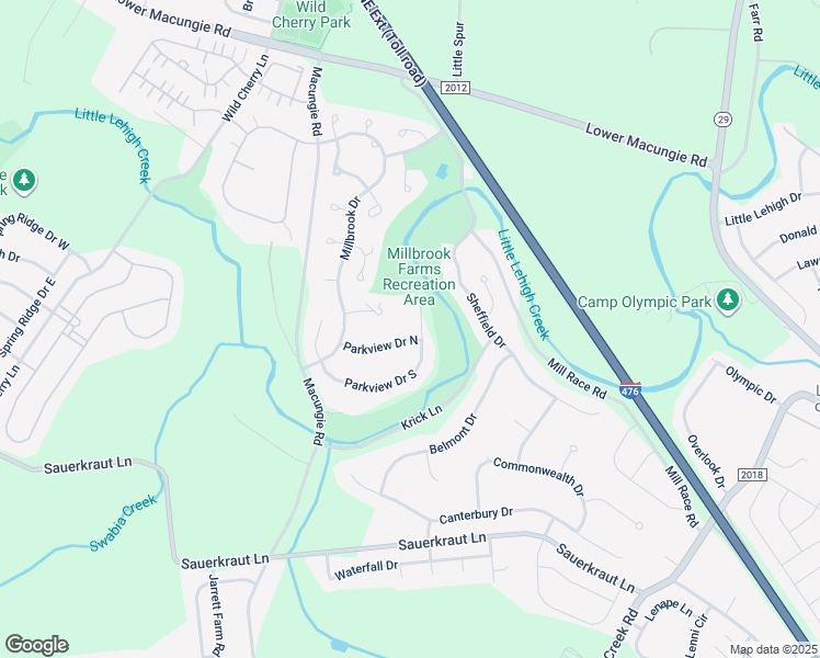 map of restaurants, bars, coffee shops, grocery stores, and more near 2916 Parkview Circle in Emmaus