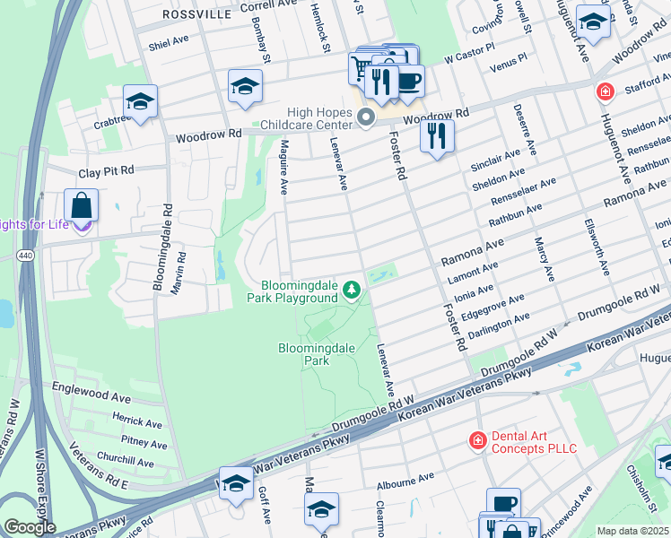 map of restaurants, bars, coffee shops, grocery stores, and more near 1012 Rathbun Avenue in Staten Island
