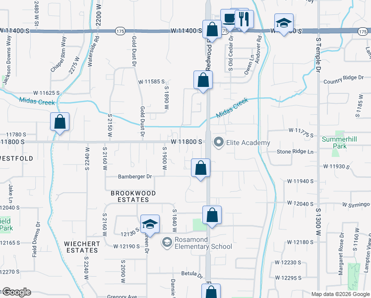 map of restaurants, bars, coffee shops, grocery stores, and more near 11824 Pinnacle Acre Court in Riverton