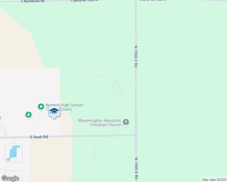 map of restaurants, bars, coffee shops, grocery stores, and more near 1501 Mercy Creek Drive in Normal