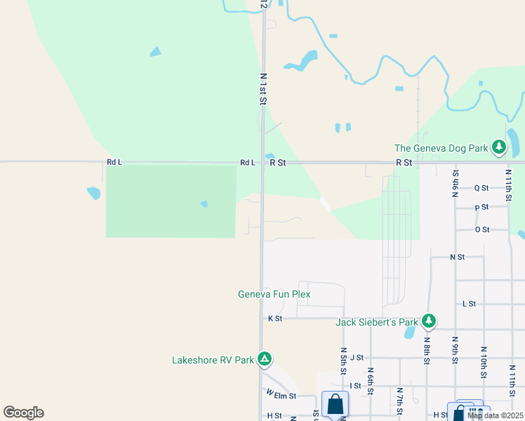 map of restaurants, bars, coffee shops, grocery stores, and more near 855 North 1st Street in Geneva
