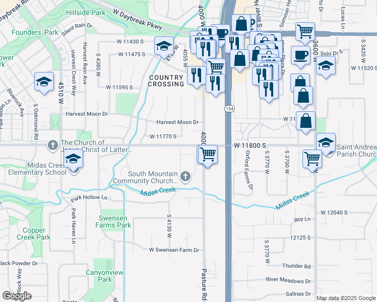 map of restaurants, bars, coffee shops, grocery stores, and more near 4056 West Sullivan Road in South Jordan
