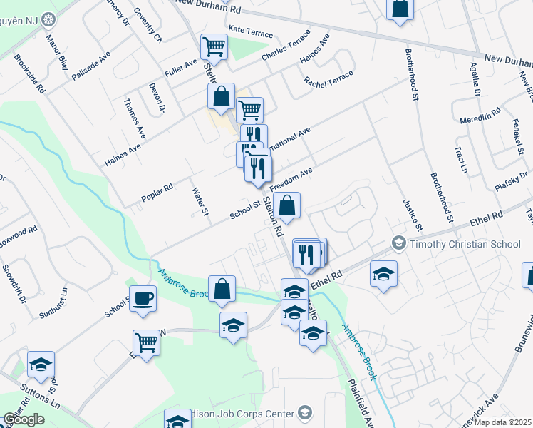 map of restaurants, bars, coffee shops, grocery stores, and more near 1618 Liberty Court in Piscataway