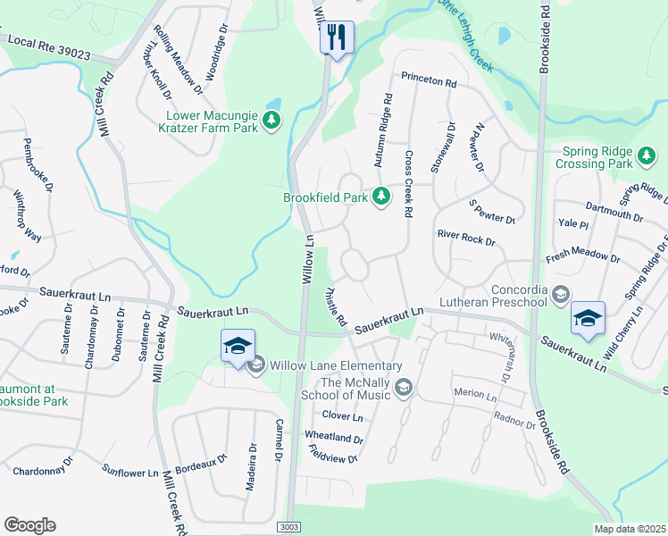 map of restaurants, bars, coffee shops, grocery stores, and more near 6040 Eli Circle in Macungie