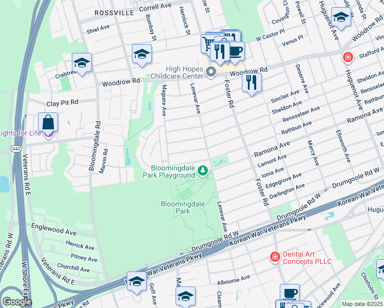 map of restaurants, bars, coffee shops, grocery stores, and more near 1012 Rathbun Avenue in Staten Island