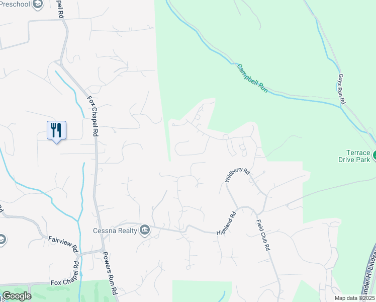 map of restaurants, bars, coffee shops, grocery stores, and more near 921 Red Oak Drive in Pittsburgh