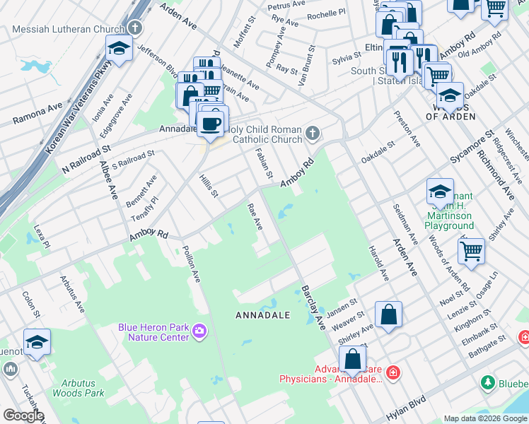 map of restaurants, bars, coffee shops, grocery stores, and more near 206 Barclay Avenue in Staten Island