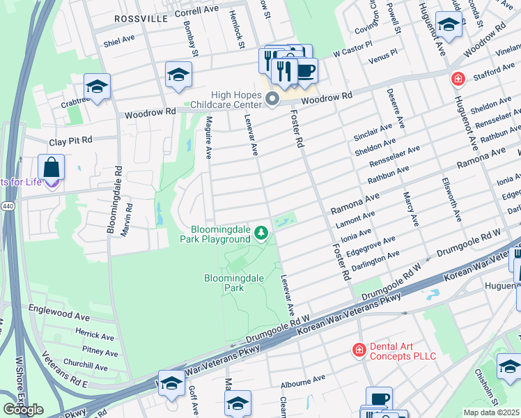 map of restaurants, bars, coffee shops, grocery stores, and more near 1018 Sheldon Avenue in Staten Island