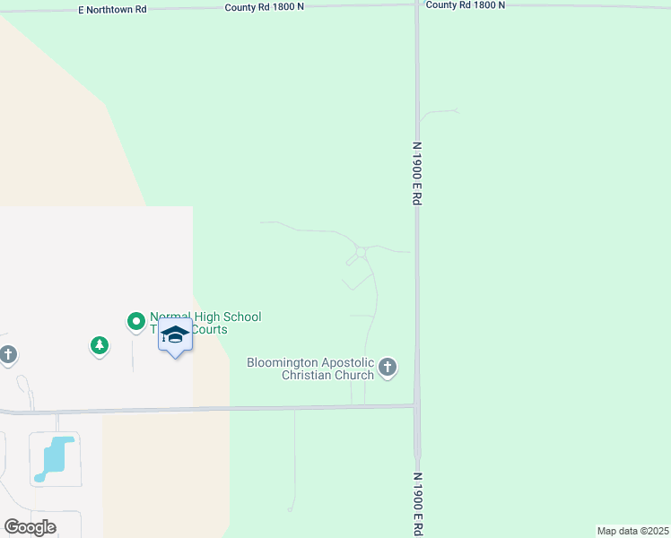 map of restaurants, bars, coffee shops, grocery stores, and more near 1501 Mercy Creek Drive in Normal