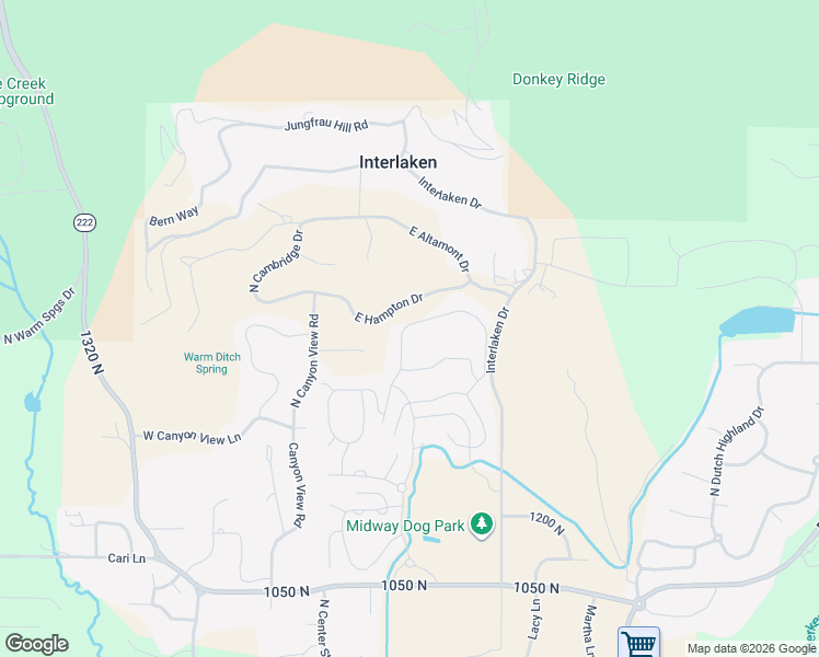 map of restaurants, bars, coffee shops, grocery stores, and more near 52 E Provence Way in Midway