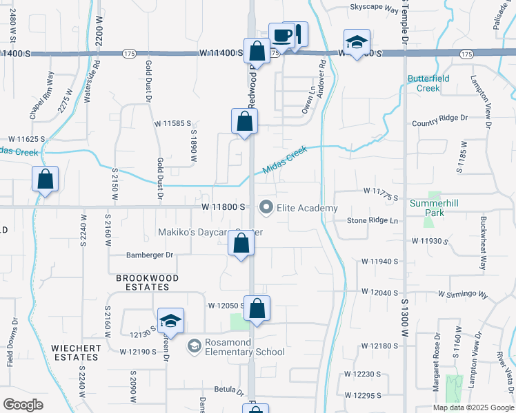 map of restaurants, bars, coffee shops, grocery stores, and more near 1672 West Laurel Chase Drive in Riverton