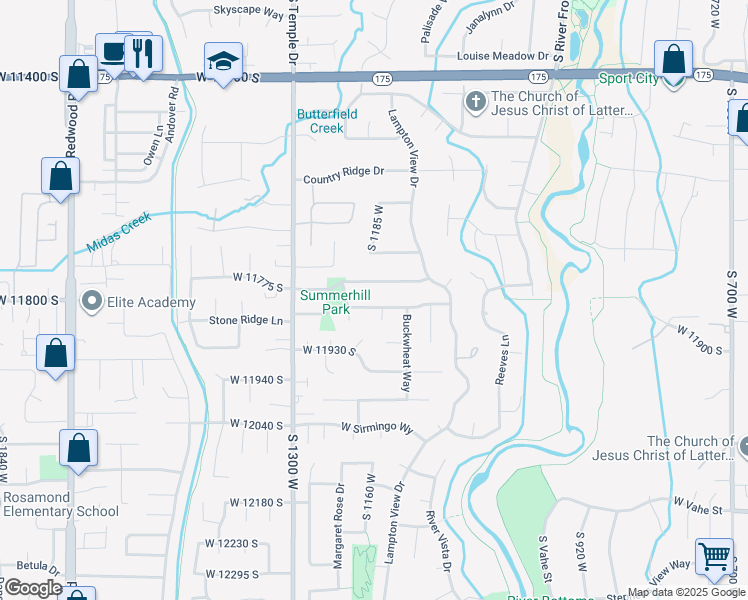 map of restaurants, bars, coffee shops, grocery stores, and more near 1143 Greasewood Drive in Riverton
