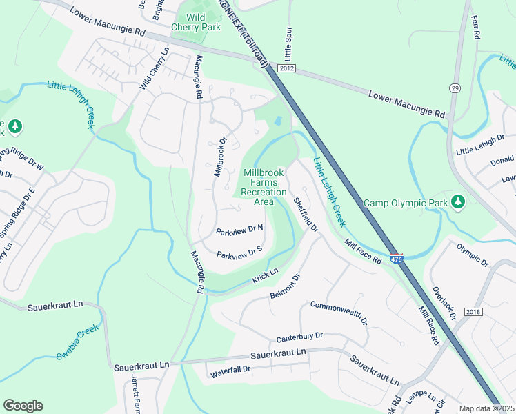 map of restaurants, bars, coffee shops, grocery stores, and more near 2864 Parkview Circle in Emmaus
