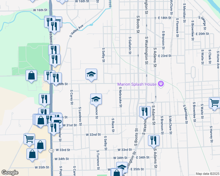 map of restaurants, bars, coffee shops, grocery stores, and more near 502 West 26th Street in Marion