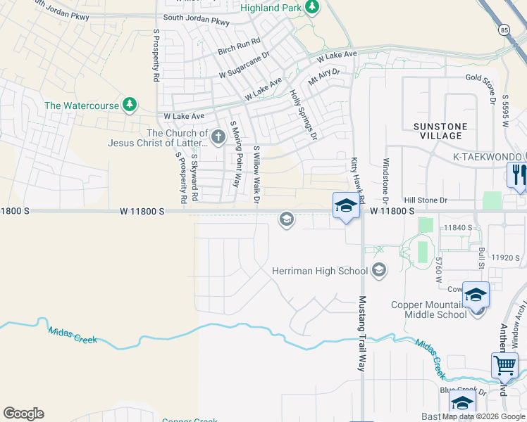 map of restaurants, bars, coffee shops, grocery stores, and more near 6301 West 11800 South in Herriman
