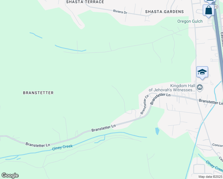 map of restaurants, bars, coffee shops, grocery stores, and more near 1570 Branstetter Lane in Redding