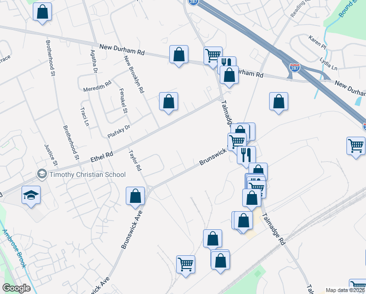 map of restaurants, bars, coffee shops, grocery stores, and more near 54 Kellogg Court in Edison