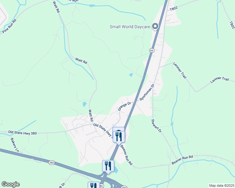 map of restaurants, bars, coffee shops, grocery stores, and more near 620 Grange Drive in Apollo