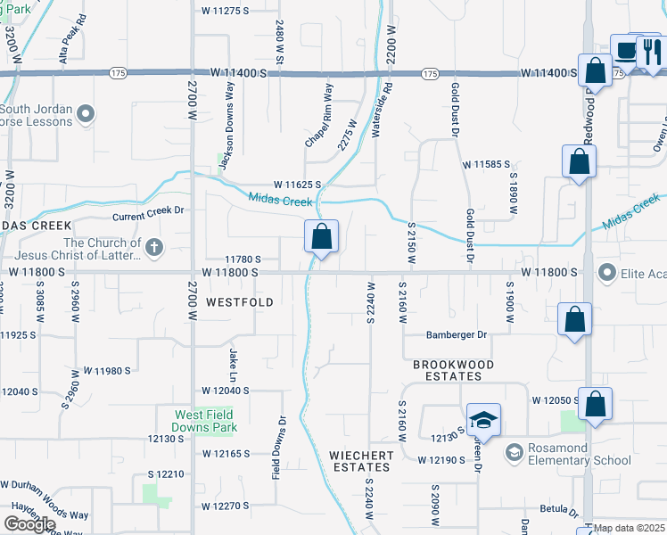 map of restaurants, bars, coffee shops, grocery stores, and more near 11788 South Myers Park Lane in Riverton
