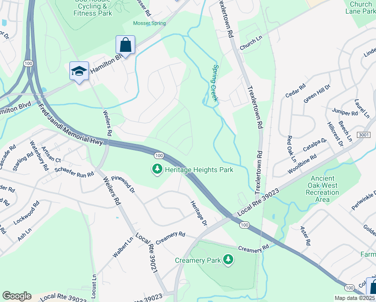 map of restaurants, bars, coffee shops, grocery stores, and more near 1559 Dresden Drive in Breinigsville