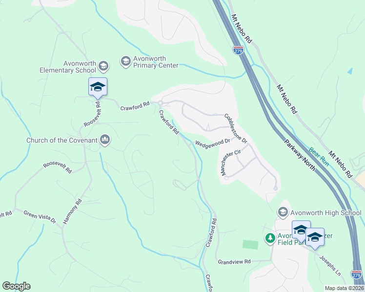 map of restaurants, bars, coffee shops, grocery stores, and more near 759 Crawford Road in Pittsburgh