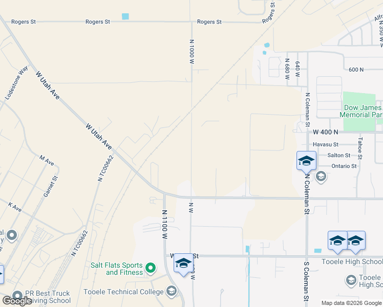 map of restaurants, bars, coffee shops, grocery stores, and more near 349 North 1000 West in Tooele