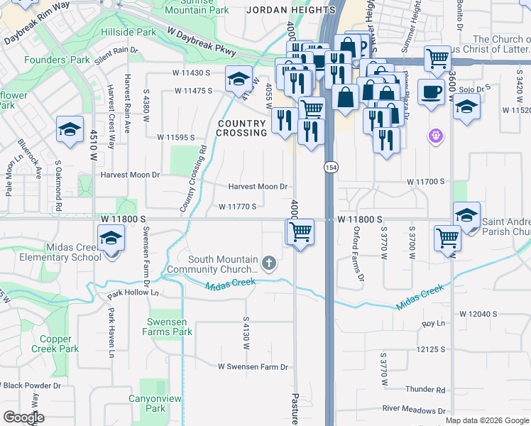 map of restaurants, bars, coffee shops, grocery stores, and more near 4073 West 11770 South in South Jordan