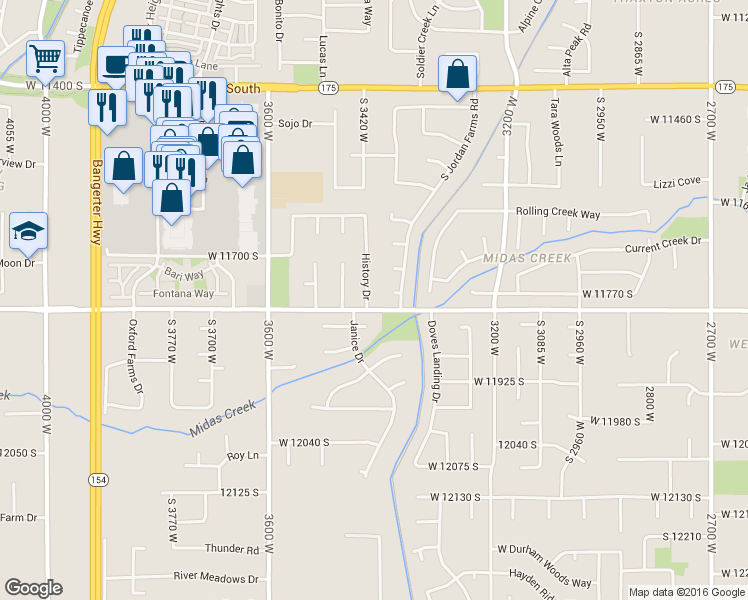 map of restaurants, bars, coffee shops, grocery stores, and more near 11787 History Drive in South Jordan