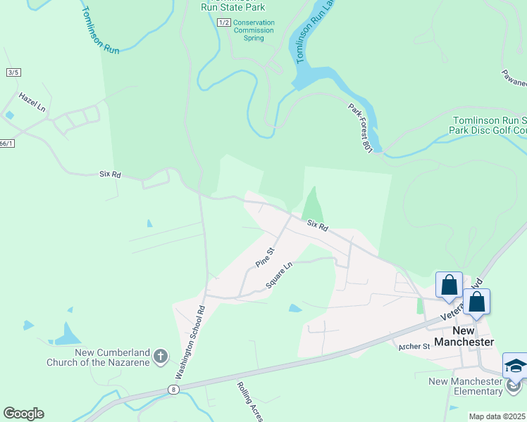 map of restaurants, bars, coffee shops, grocery stores, and more near Flat Cementary Rd in New Cumberland