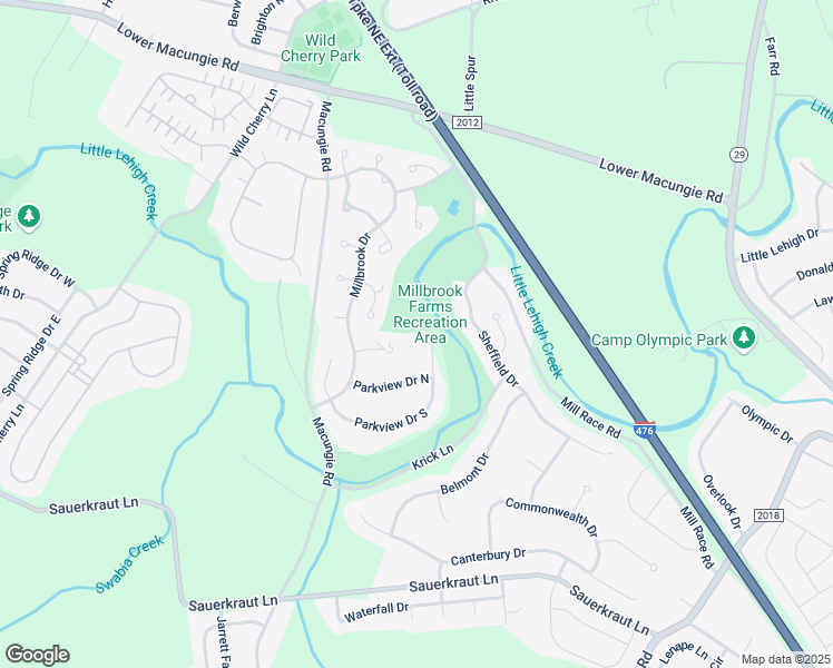 map of restaurants, bars, coffee shops, grocery stores, and more near 2864 Parkview Circle in Emmaus