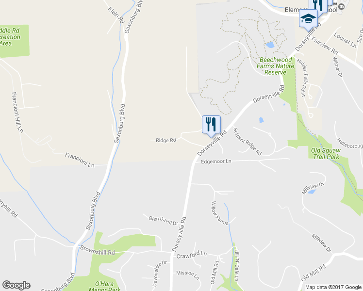 map of restaurants, bars, coffee shops, grocery stores, and more near 105 Chapel Crest Terrace in Pittsburgh