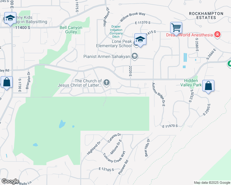 map of restaurants, bars, coffee shops, grocery stores, and more near 2156 Gambel Oak Drive in Sandy